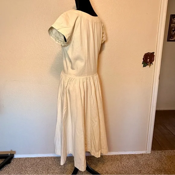 Vintage 1990โs Chorus Blues Cream Denim Prairie Dress Size 12 - Picture 6 of 13